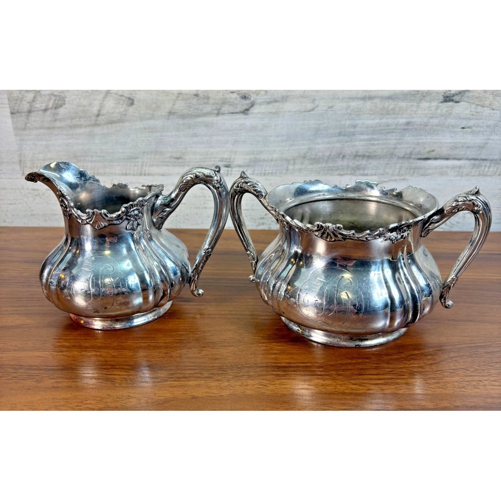 Antique Reed and Barton Silver Plate Creamer and Sugar Bow 3545 and Lot of 2‎